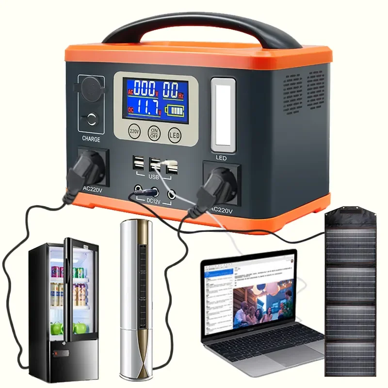 Hybrid Power System Solar Kit 500W Solar Power Station off-Grid Energy Storage System Household Camping Car Emergency Supply