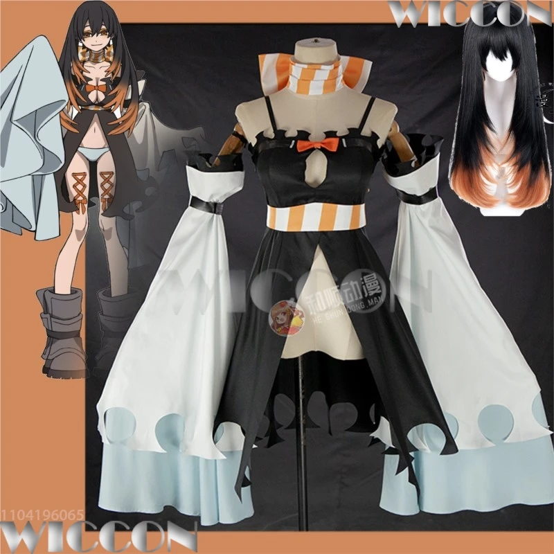 

Amo Empool Anime GACHIAKUTA The Lady of Penta Cosplay Black Dress Wig Prop FullSet Clothes Woman Girl Halloween Event Fancy Suit