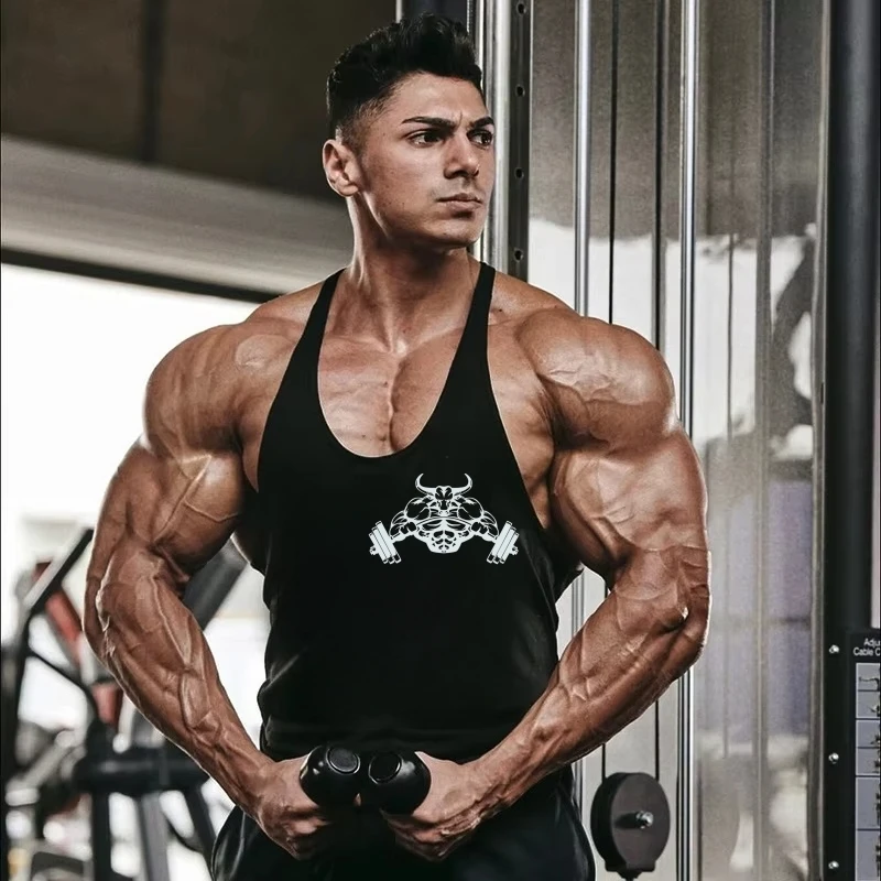 Stringer Gym Clothing Fitness Stringer Vest Summer Cotton Loose Vest Muscle Vest Men's Y Back Bodybuilding Shirt