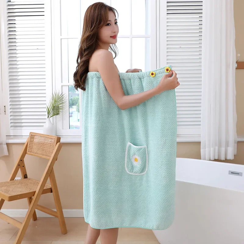 Womens Bath Towels Girls Wearable Fast Drying Bathing Beach Spa Bathrobes Wash Clothing Shower Bath and Gym Towel Sleeping Robe