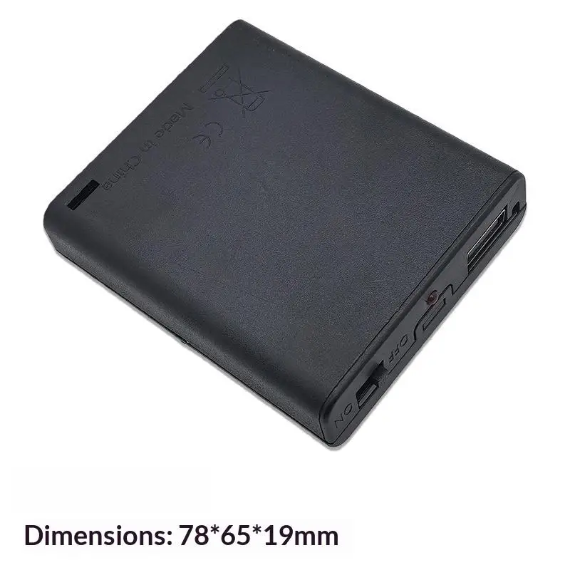 

NEW 1Pcs 4 Slots AA Battery Holder No.5 Battery Case With Power Switch and USB Female Socket Indicator Light AA Battery Box