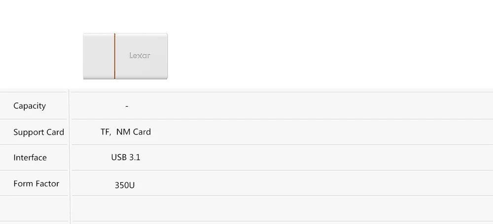 Lexar 350U TF NM Card Reader 3.1 USB Interface with Micro SD TF NM Card Slot to USB Flash Drive Memory Card Reader for Phone