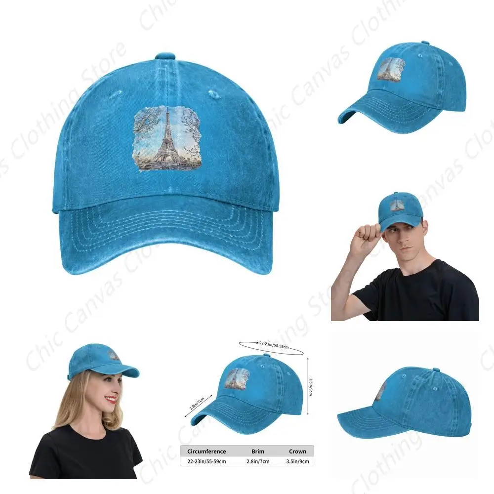 Baseball Cap Eiffel Tower Print Men's And Women's Adjustable Truck Cap Golf Dad Cap Gift Souvenir Paris France