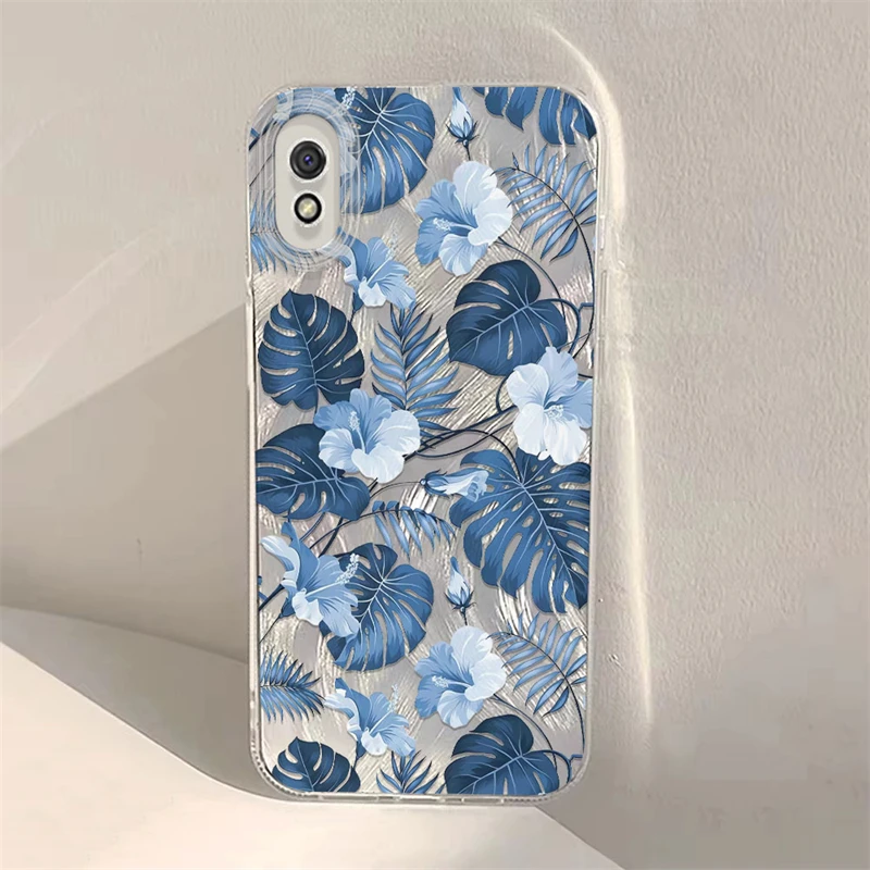 Etui Fashion Leaves Plant Flowers Pattern IMD Case dla Xiaomi Redmi 13 12 11 10 Wstrząsoodporna laserowa przędza z piór Miękki pokrowiec na telefon Funda