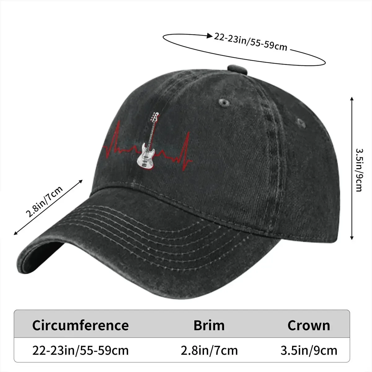 Heartbeat Lover Baseball Cap Men Hats Women Visor Protection Snapback Bass Guitar Rock Music Caps