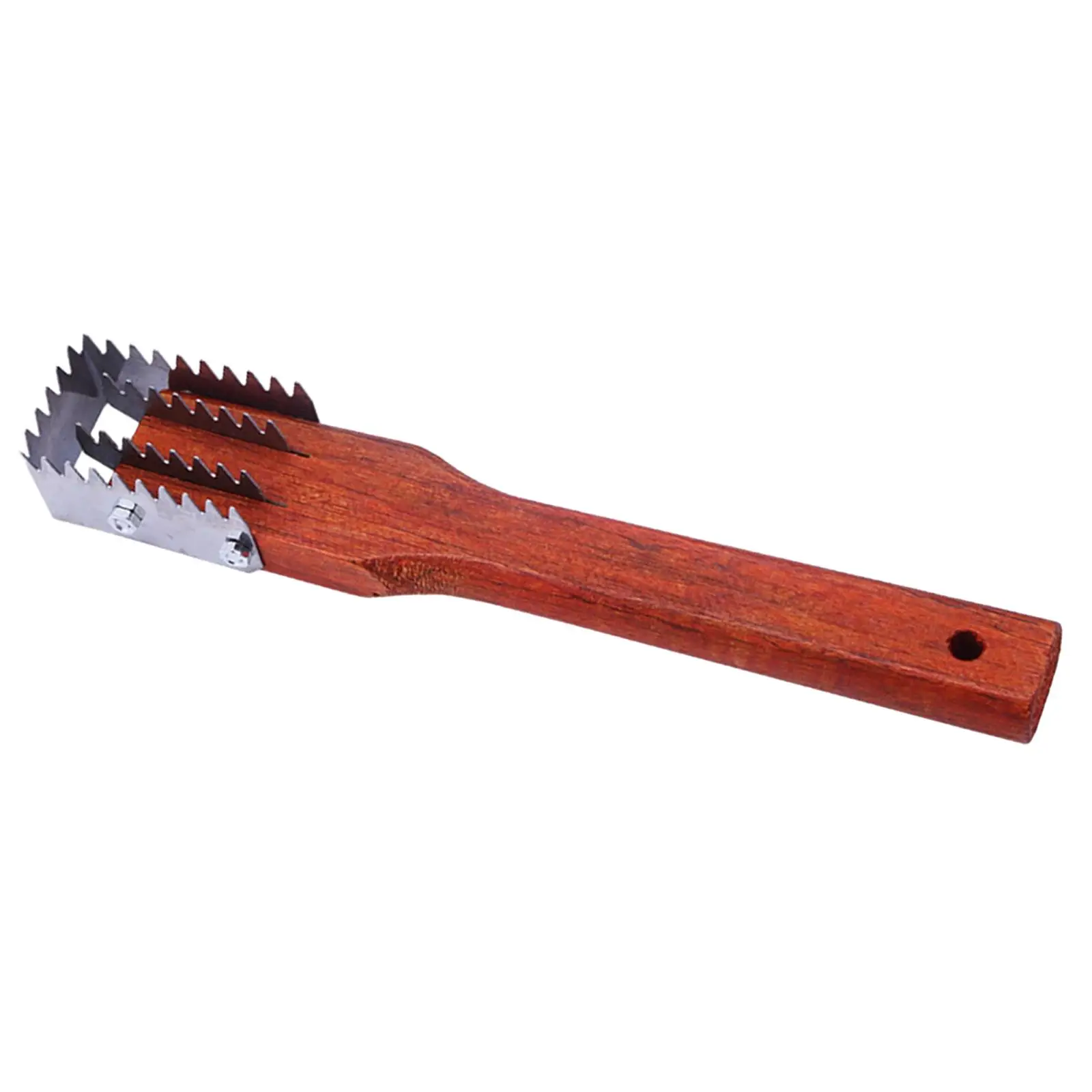 Fish Scaler Remover Wood Handle Steel Scraper Four Row Serrated Descaler Kitchen Accessory for Quick Seafood Cleaning