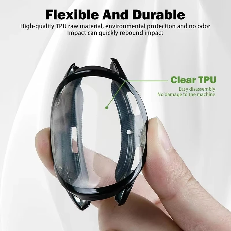 For Samsung Galaxy Watch 7 6 5 4 40MM 44MM TPU Case Screen Protector Soft Silicone Band Sports Strap Men Women Bracelet Correa