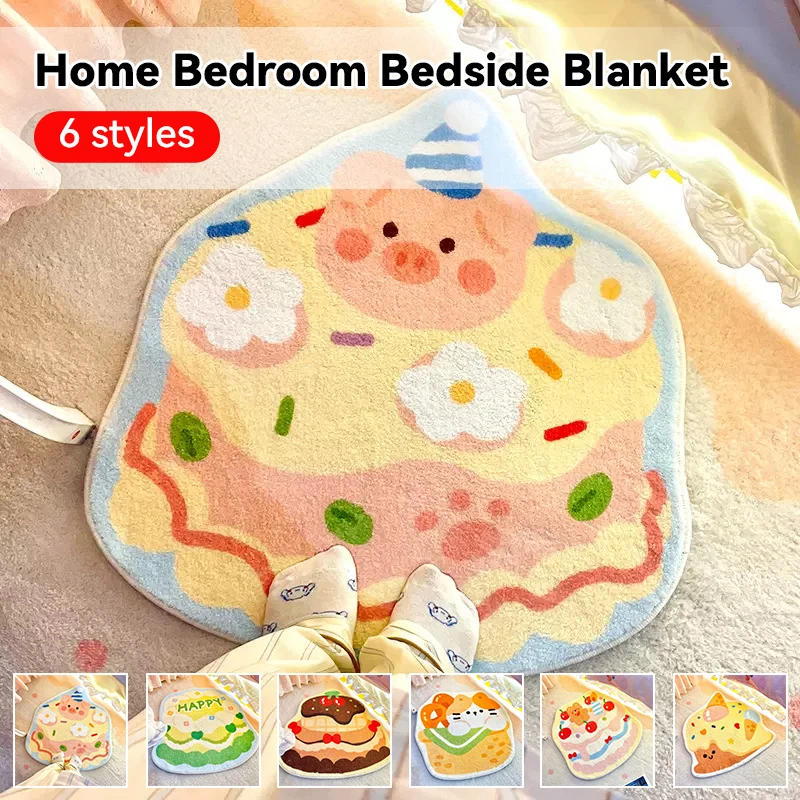 

40cm Cute Cartoon Decorative Carpet Imitation Cashmere Soft Bedroom Mat Soft Children Area Rugs Kawaii Carpet Girls Room Blanket