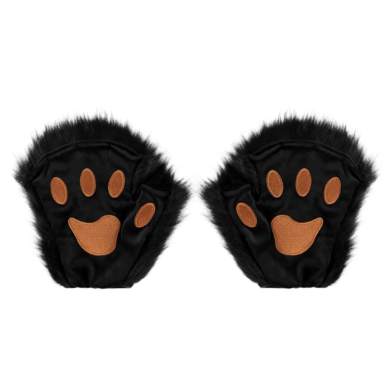 Wolf Paw Gloves Faux Fur Fingerless Mittens Winter Warm Cat Claw Gloves Women Cosplay Accessories Halloween Fancy Party Props