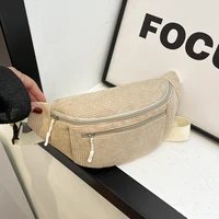 Women Waist Bag Corduroy Student Shoulder Handbag Crossbody Chest Breast Bag Fanny Pack Fashion Phone Female Bum Belt Purse 4