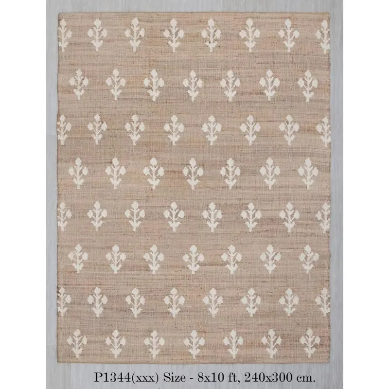 Ivory Flower Natural Jute Wool High Quality Hand Woven