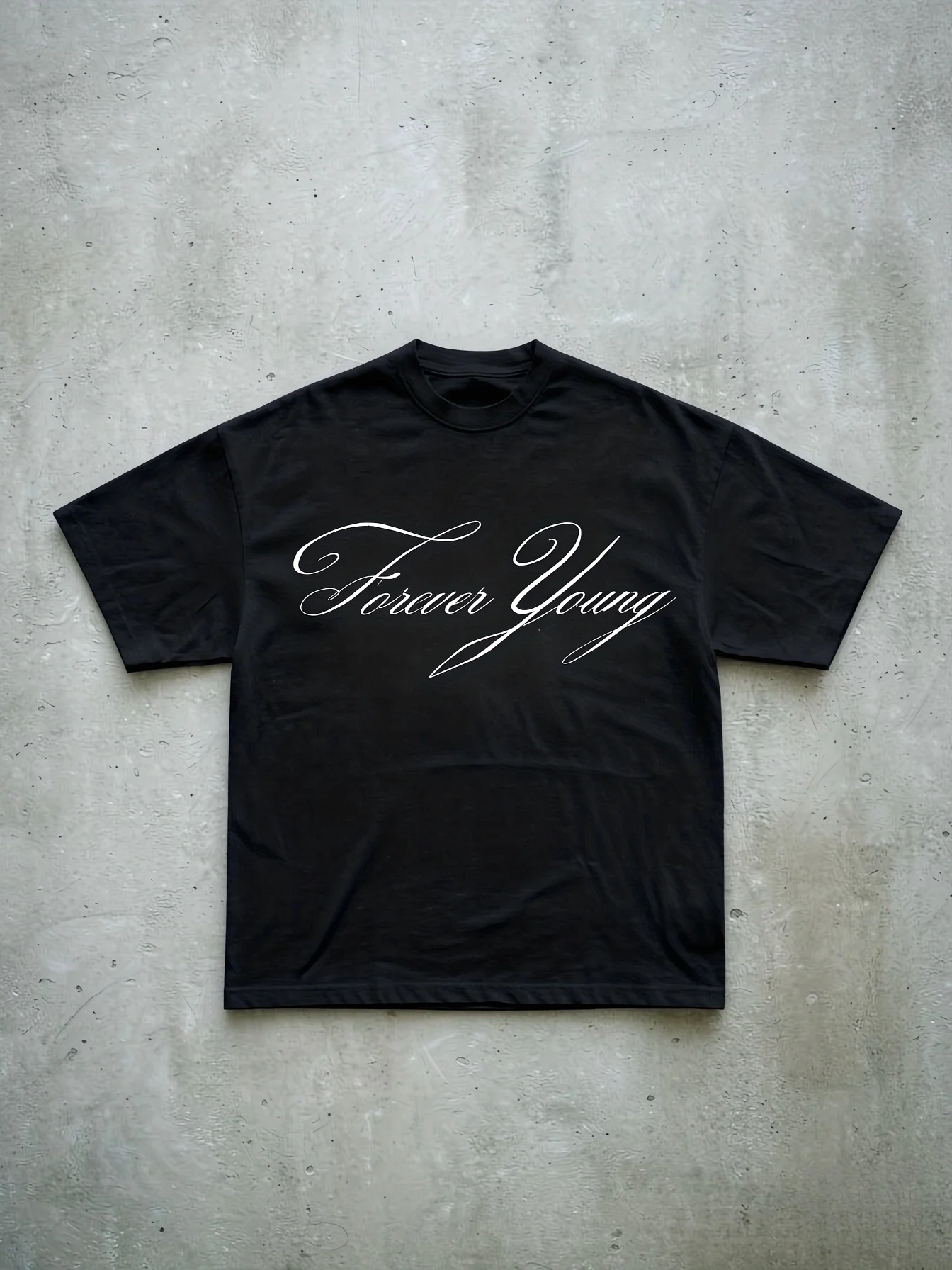 Men's Fashion T-Shirt Forever Young Calligraphic Minimalist Typography Emo Aesthetic Women  Tee Streetwear Casual Short Sleeve