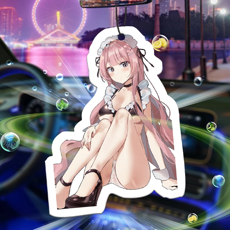 Bikini Sexy Anime Cartoon Japanese Manga Character Summer Beach Seaside Vacation Pool Party Bahamian Sea Breeze Scent (Romantic Scent) Car Fragrance Tablets, Wardrobe Air Freshener, Perfume, Rearview Mirror Decoration, Car Interior Pendant, Natural Scent Air Purifier, Anime Cartoon Toilet Fragrance Sachet, Living Room Office Room Bedside Hanging Ornament