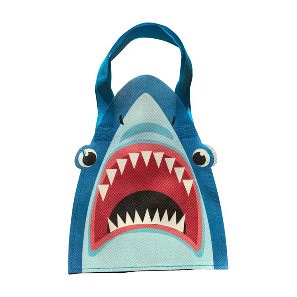 15 Pcs Shark Party Favor Bags with Handles Blue Shark Candy Goodie Gift Bags Ocean Sea Baby Shower Birthday Supplies Decoration