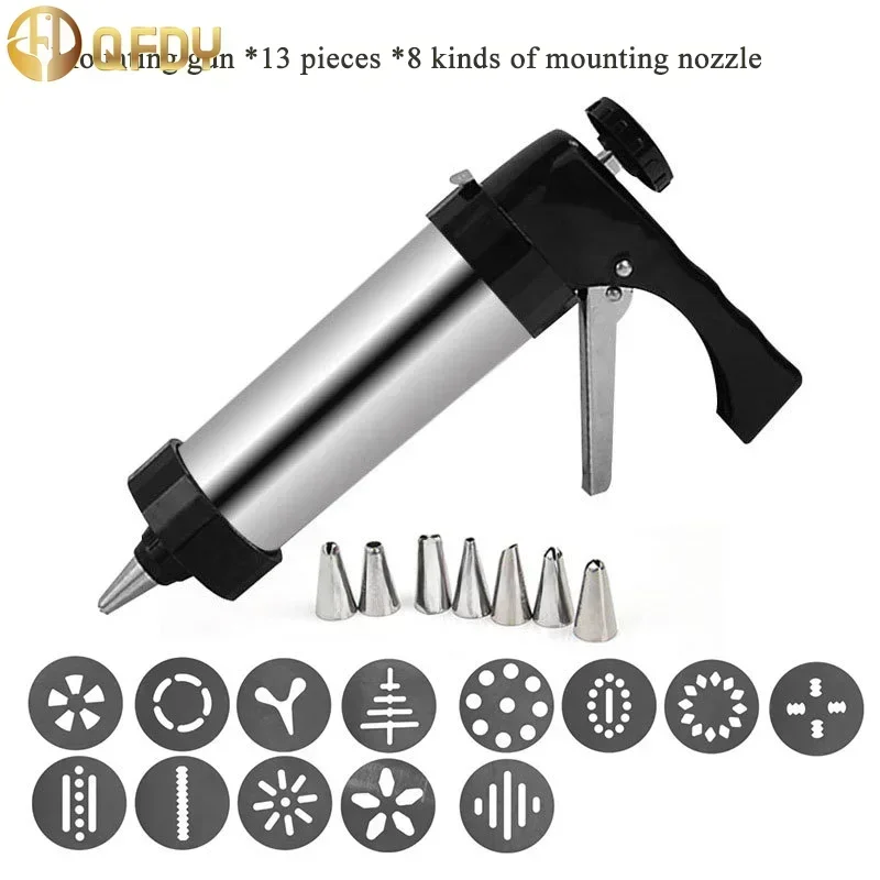 Stainless Steel Cookie gun  Baking Tools Cake Cream Decorating Gun Cookie Making Machine Nozzles Mold Pastry Syringe Extruder