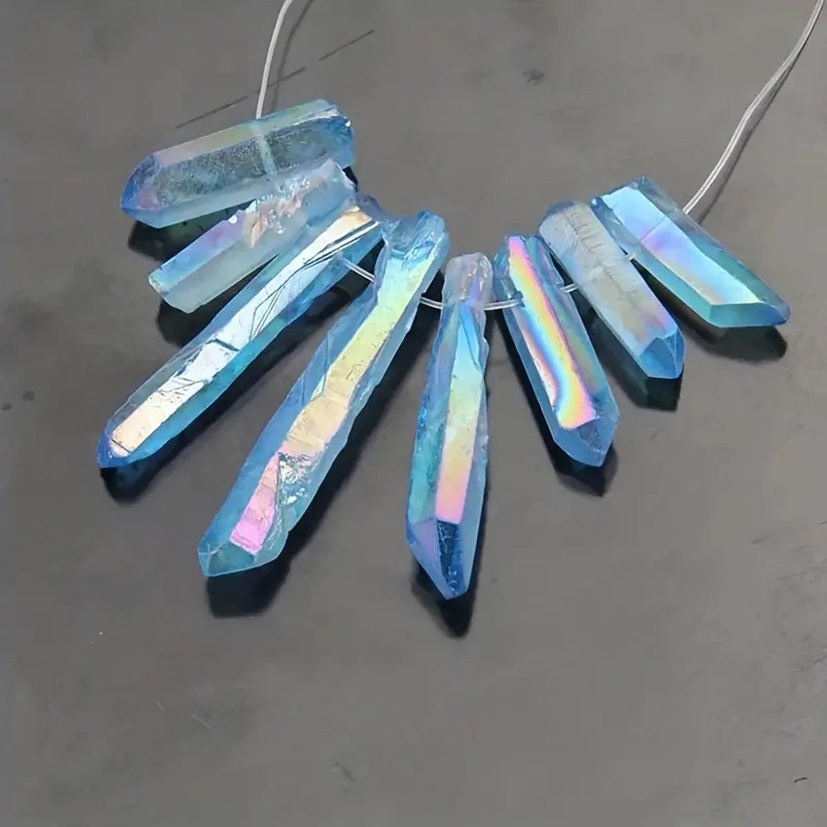 5pcs random size drilled natural crystal beads DIY jewelry accessories