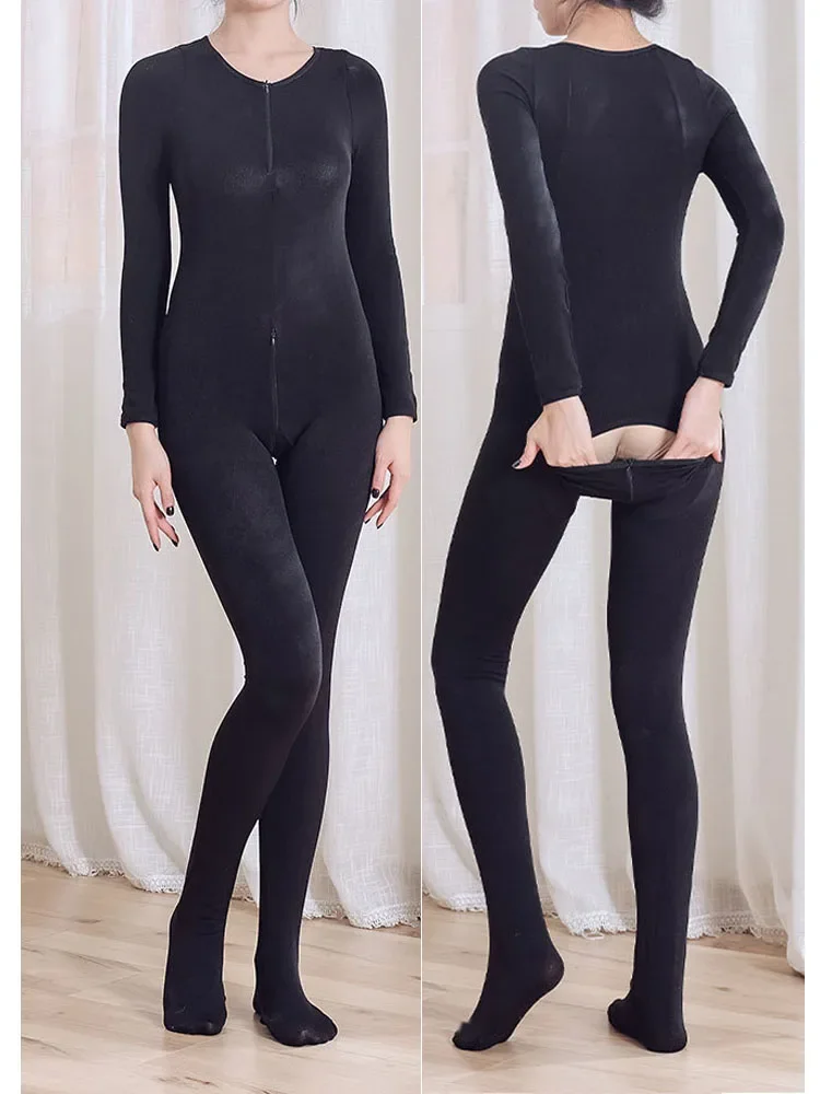 للجنسين 2 سستة المنشعب ارتداءها دون رقيقة سميكة الصوف الحراري بوديستوكينج ضيق الساخن مثير يوتار الملتصقة منامة بذلة