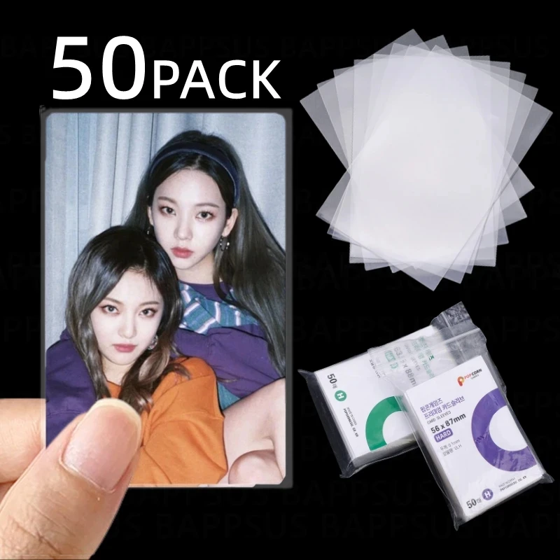 50/1Pcs for Popcorn Diy Korean Idol Card Sleeve Cover HD Transparent Protector Clear 20PT Waterproof Game FootBall Card Holder