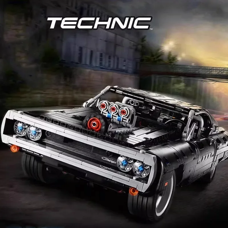 1077PCS Technical Dodge Charger Racing Car Building Blocks Moc 42111 Model Assemble Bricks Fast and Furious Toy For Kid Boy Gift