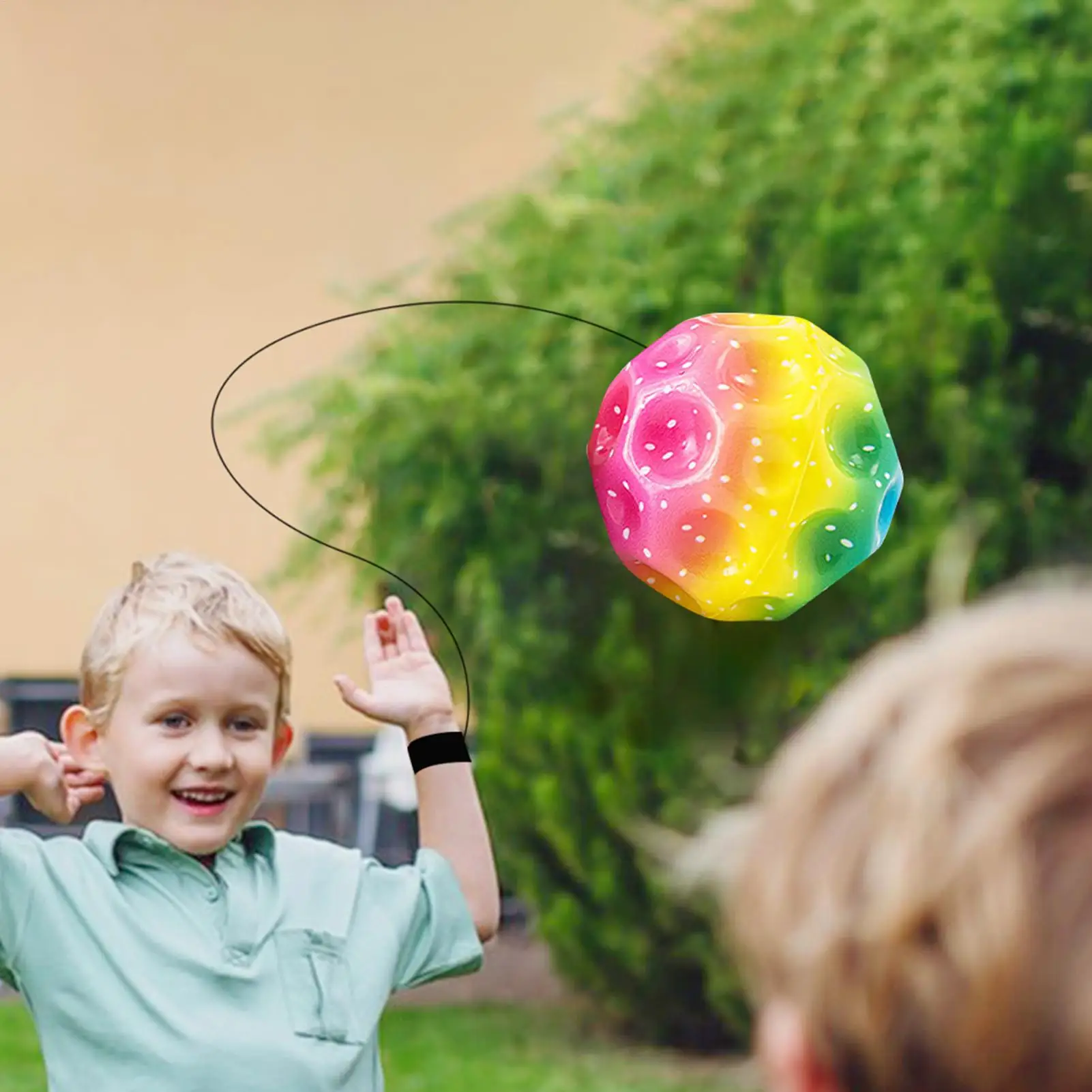 Wrist Return Ball Rubber Sport Ball with Strap and String Rebound Bouncy Balls for Teens Adults Wrist Exercise or Play