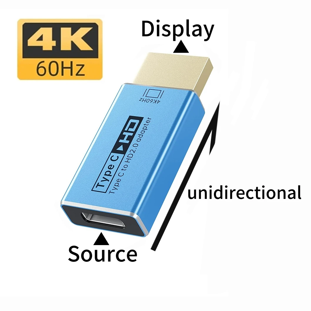 

Uni-Directional USB C(Source) to HDMI-compatible(Display) 4K@60Hz Adapter with Video Cable for Thunderbolt3/4 Macbook Pro