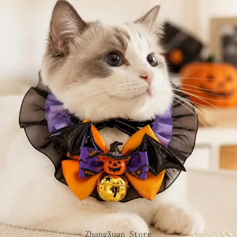 Halloween-Haustierhalsband aus weichem Stoff für Hunde und Haustiere, Kleiderhalsband 3XUF – Detail 3