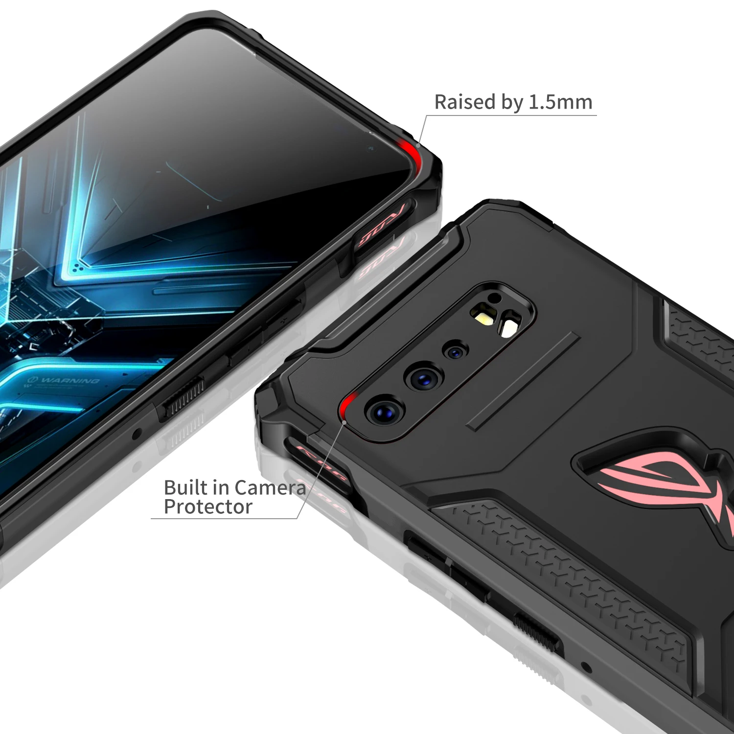 ZSHOW Armor Case for ASUS ROG Phone 3 ZS661KS Case Air Trigger Compatible with Kickstand Dust Plug Test Grade Drop Protection