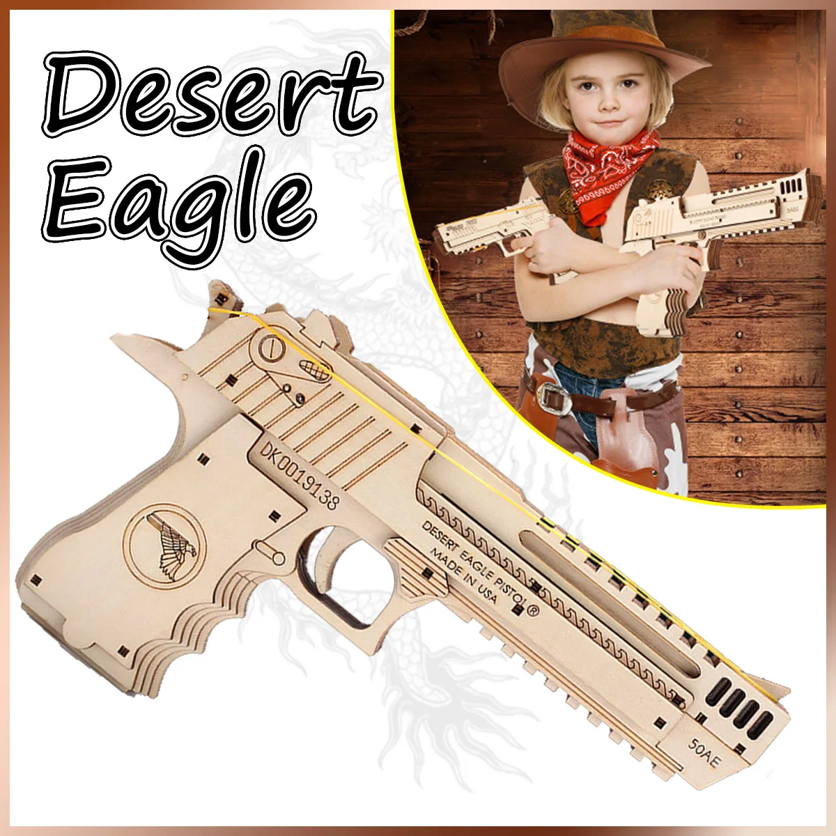 

Adult Wooden Desert Eagle Wooden Rubber Band Bolt Loading Rapid Fire 3D Pistol Model Best Gift Jigsaw Puzzle for Adults and Kids