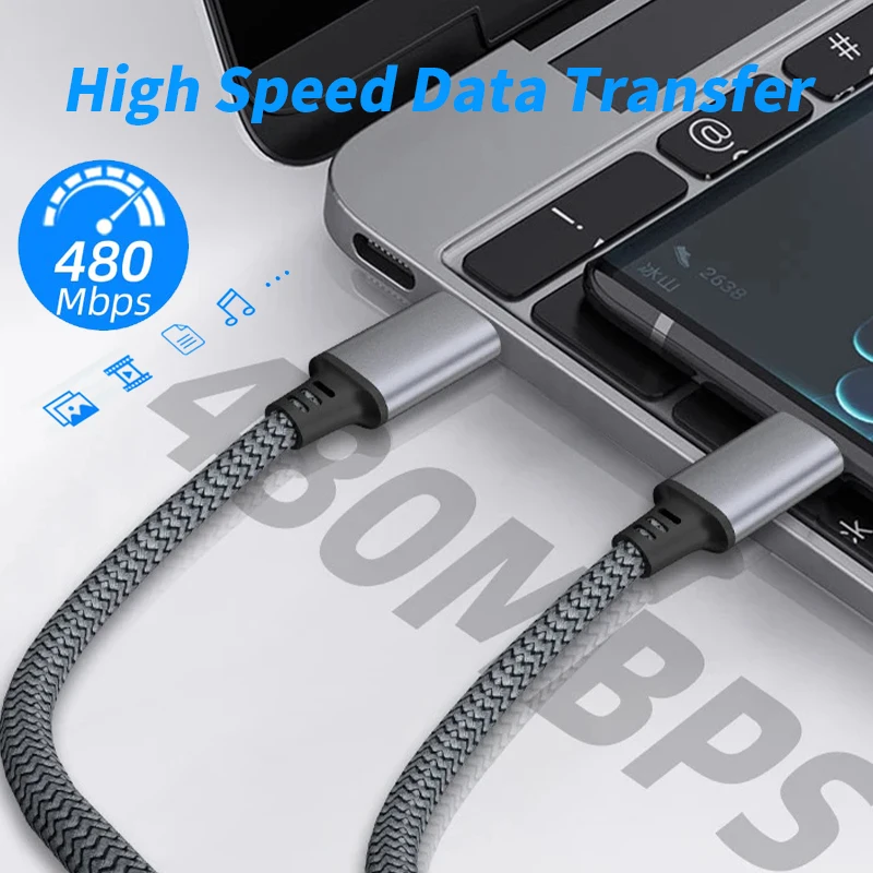 USB C To Type C Cable PD60W Fast Charger Universal Extended Data Cable for IPhone15 Xiaomi Samsung Camera Laptop 1M 2M 3M 5M