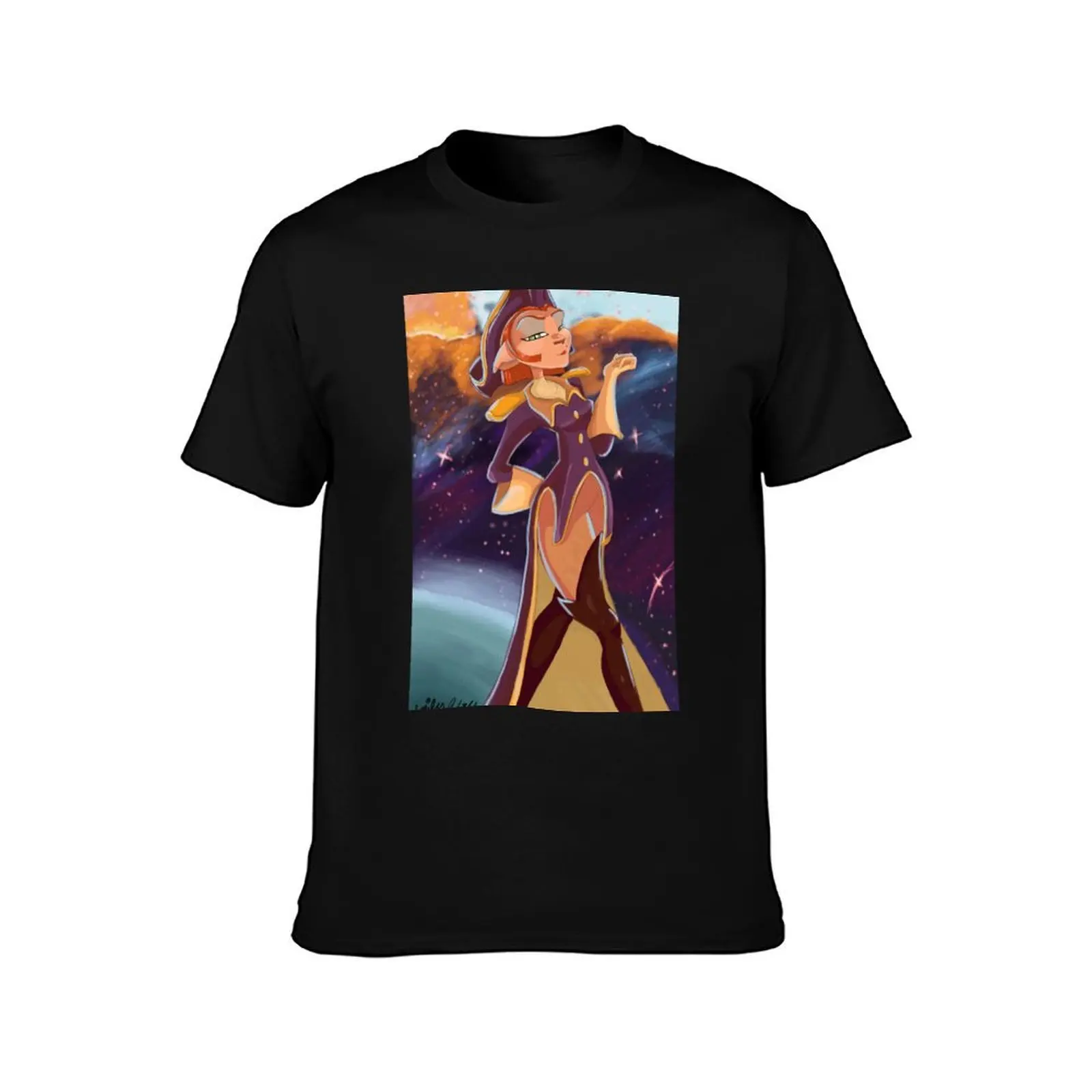 Feline Space Captain T-Shirt Labor Work Casual T-Shirt