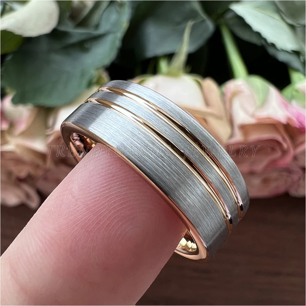 8 mm Modeschmuck, Wolframkarbid-Verlobungsring, Ehering für Männer und Frauen, bequeme Passform – Detail 9