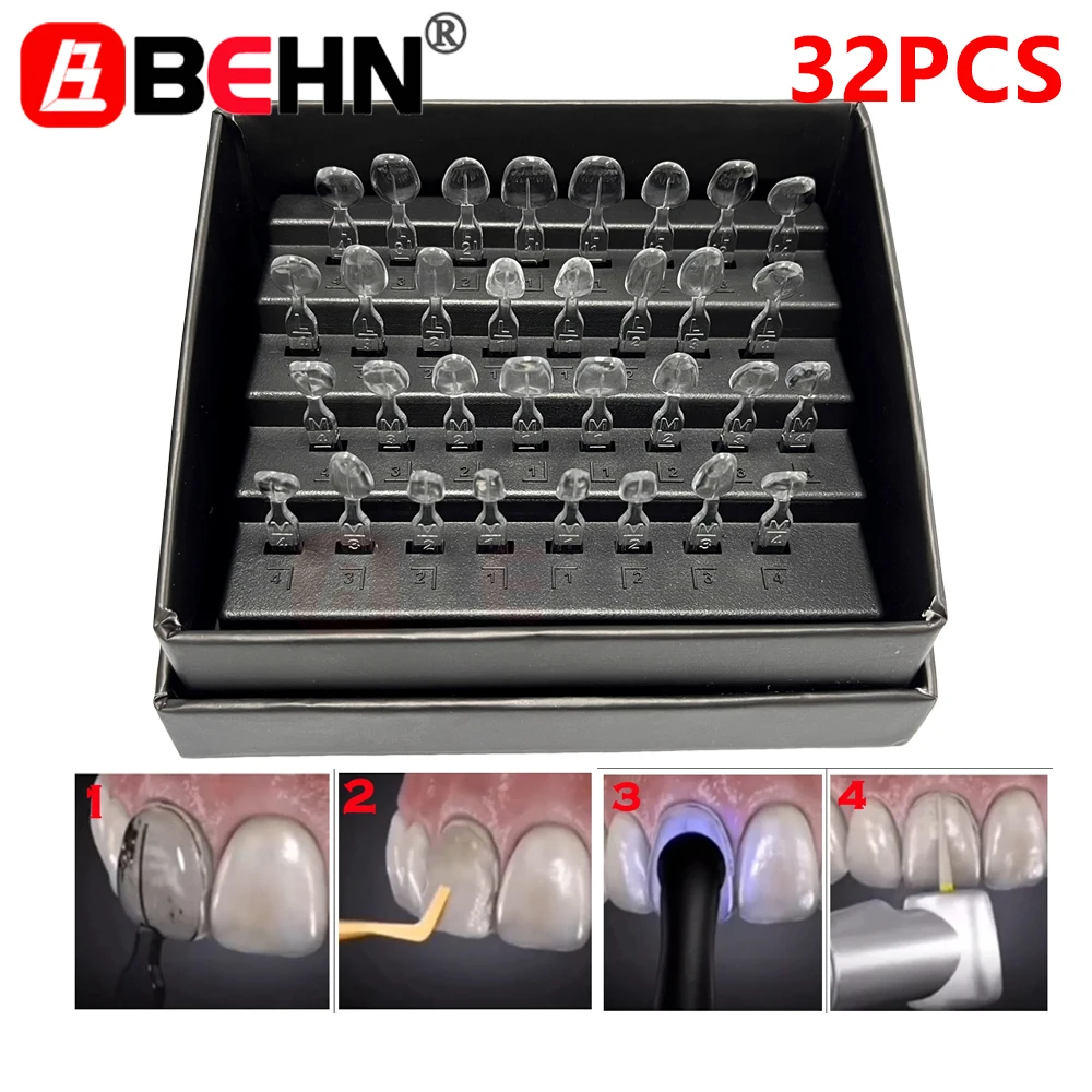 32pcs/Set Dental Veneer Mould Kit Composite Resin Mold Light Cure Autoclave Anterior Front Teeth Mould Tools Teeth Whitening