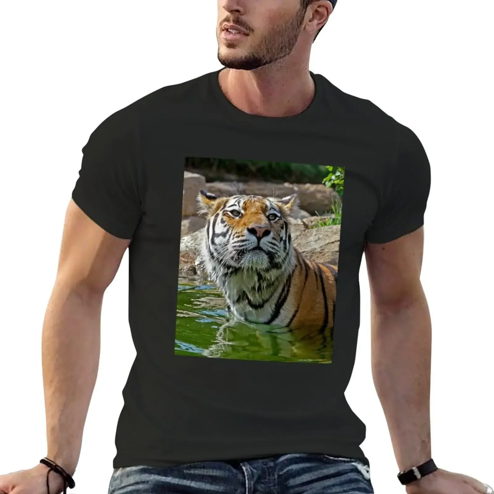 Majestic swimming tigress T-Shirt funnys plus size tops vintage tshirts for men