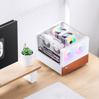 JONSBO V12 Chassis Computer MATX  Desktop Curved Glass Top Cover Panoramic Skylight Woodgrain Finish PC Case