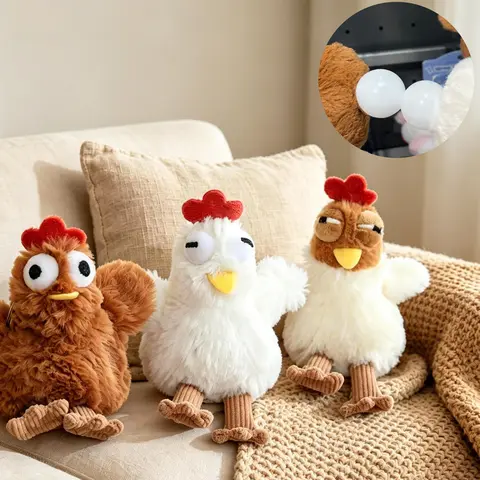 13cm Funny Ugly Laying Eggs Chicken Plush Toy Keychain Soft Stuffed Animal Doll Pendant Cartoon Bag Birthday Gift Kids Boys Girl