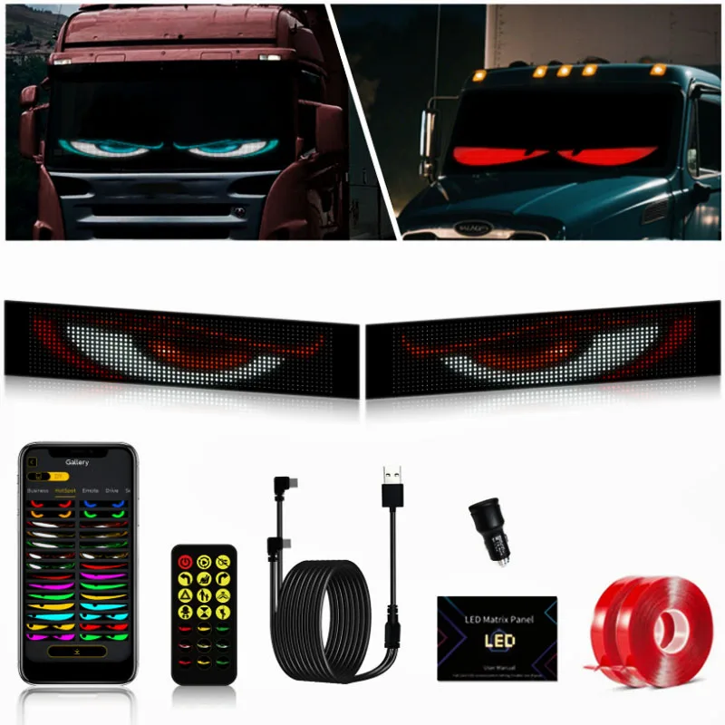 Devil Eye Car Window Light Flexible LED Display Panel Devil Dynamic Big Eye Light For Car Windshield Suitable for Cars and Truck