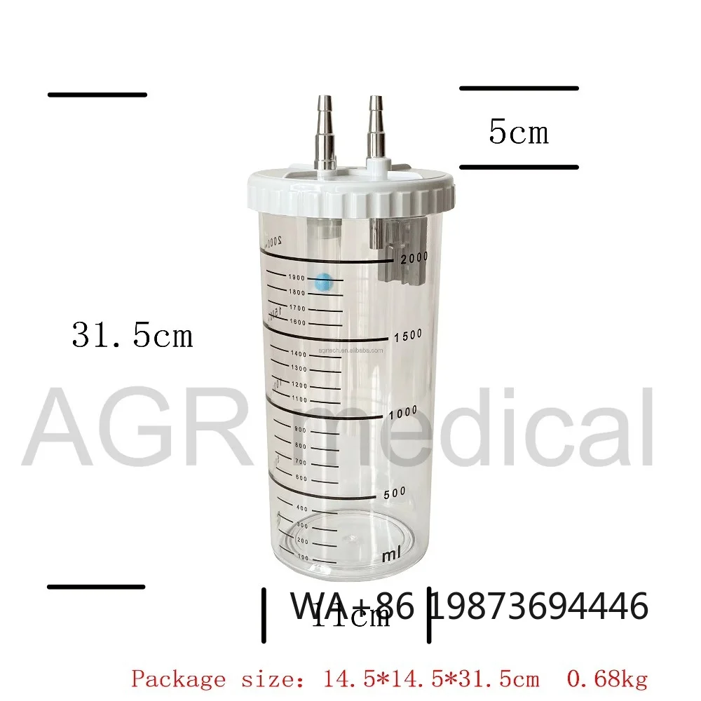 

2L Medical Suction Bottle, Vacuum Regulator Compatible Hospital Supply