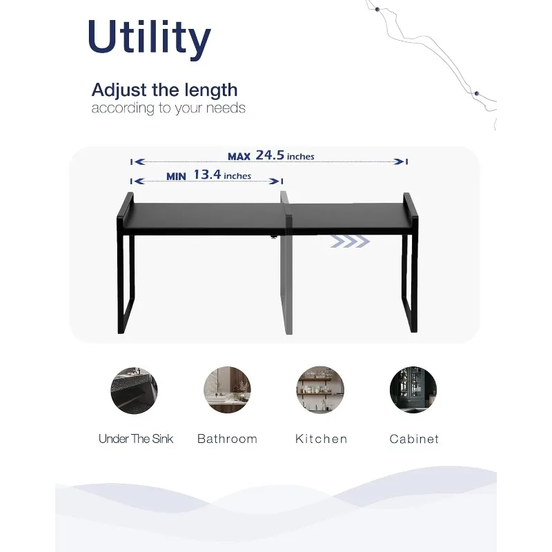 منظم رف خزانة قابل للتوسيع لخزانة مخزن المطبخ تحت الحوض لتخزين المنزل على سطح الطاولة