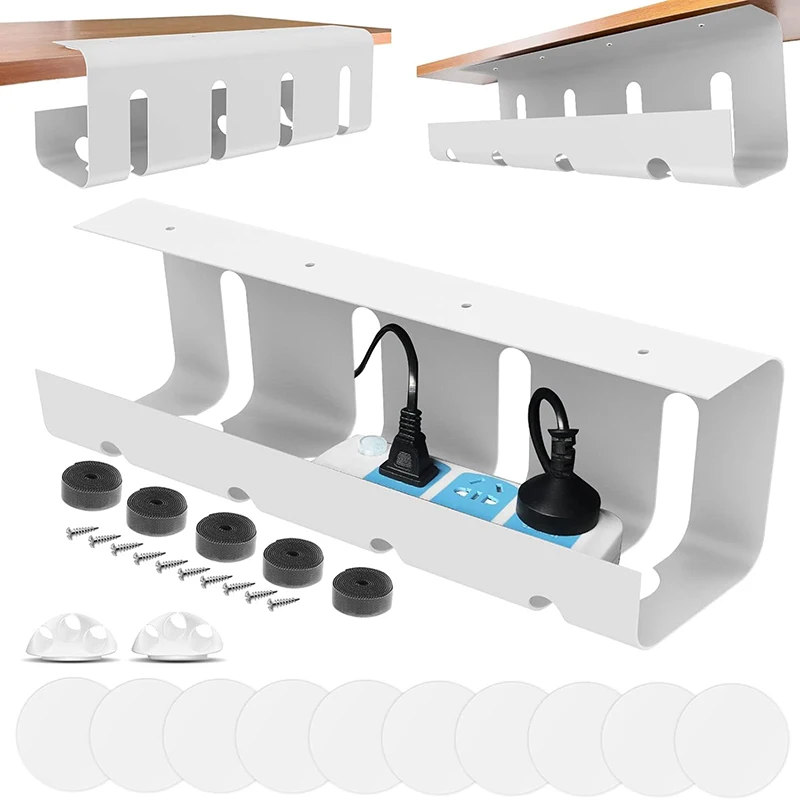 Under Desk Cable Management Tray No Drill Steel Desk Cable Management Tray with Wire Organizer and Desk Cord Organizer