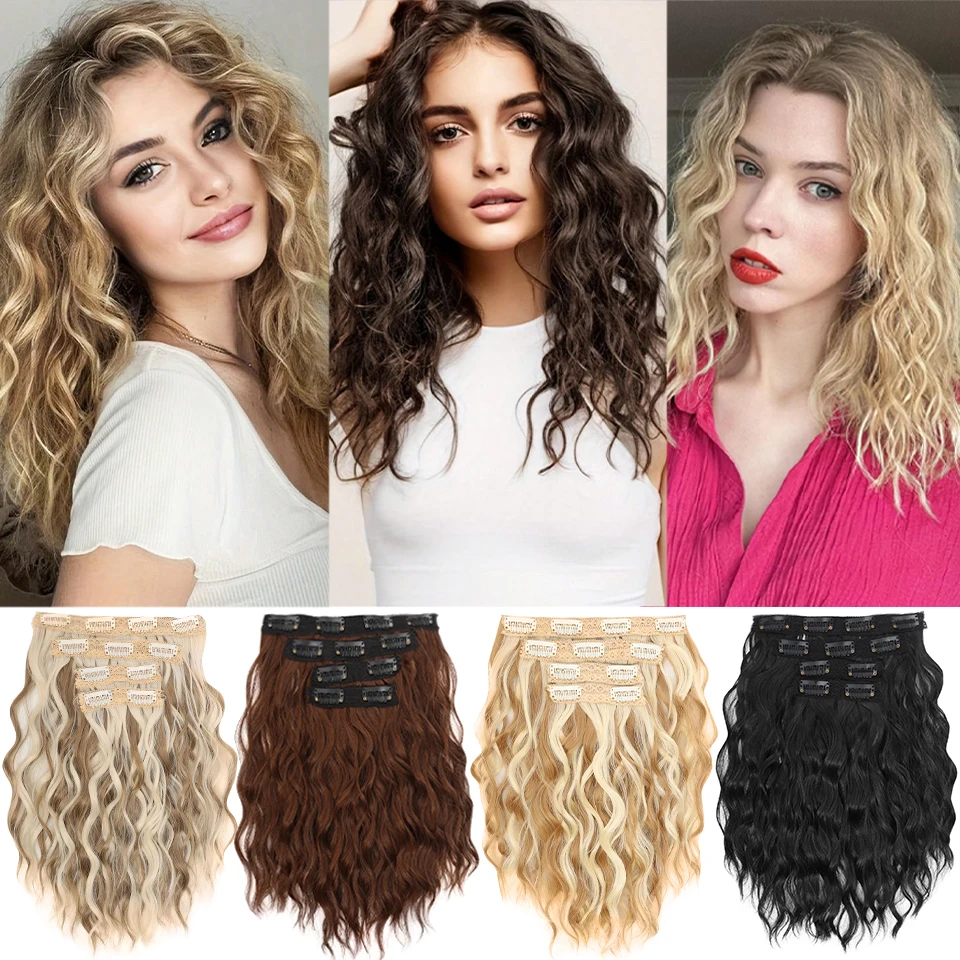 12 inch Four Piece Water Ripple Short Roll Clip Hair Extensions Suitable For Women's Daily Gatherings Gestivals And Celebrations