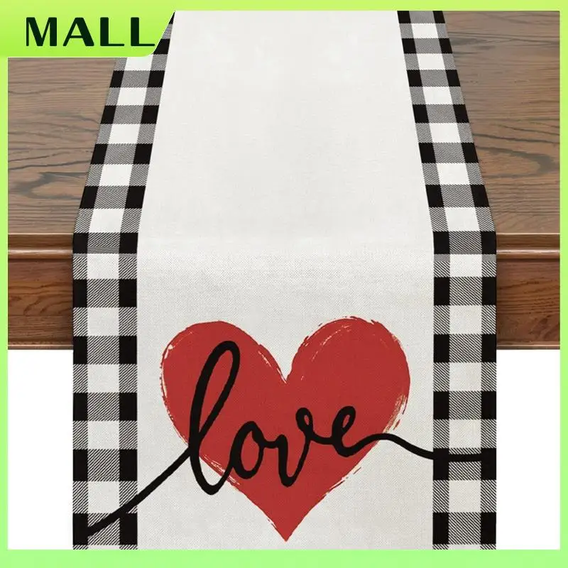 MALL Camino de mesa del Día de San Valentín Corazón rojo Polka Dots Decoración decorativa de mesa de granja para cocina comedor 33 x 120 cm A 1
