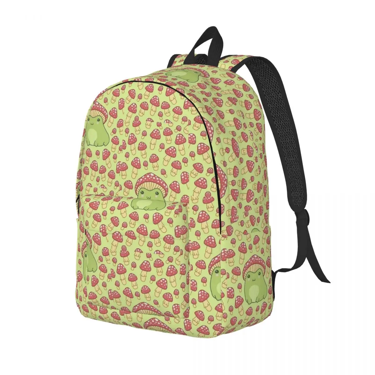 Kawaii Frog With Mushroom Hat Backpack Kindergarten Primary School Student Mycologist Bookbag Boy Girl Canvas Daypack Outdoor