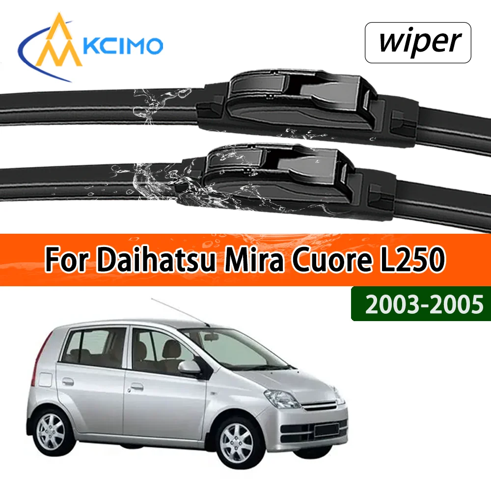 Conjunto de lâminas de limpador dianteiro preto silencioso para daihatsu mira cuore l250 2003-2005 acessórios de limpador de janela de pára-brisas automático