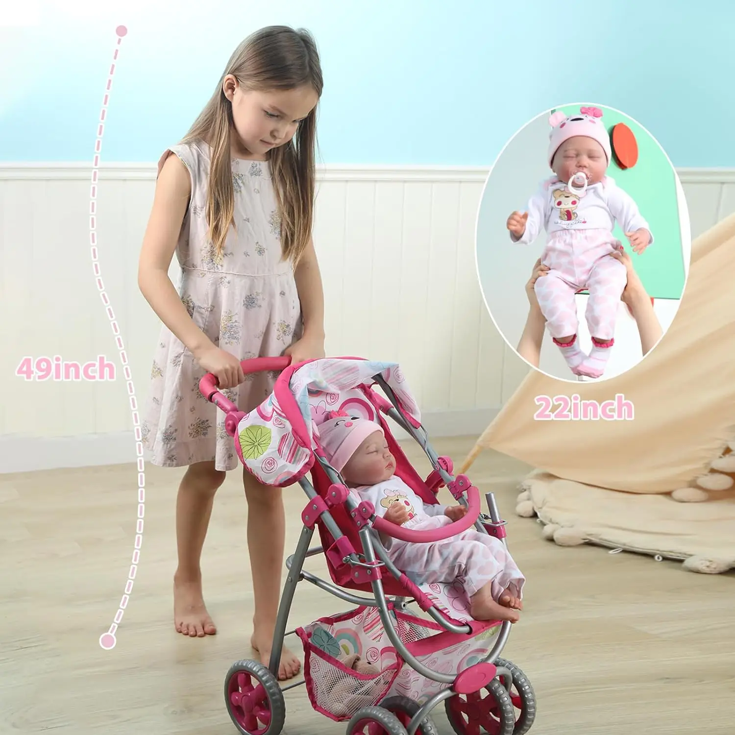 ตุ๊กตาเด็กทารกเกิดใหม่ - ตุ๊กตาเด็กผู้หญิงแรกเกิดเหมือนจริง ขนาด 22 นิ้ว ตัวนุ่มมีน้ำหนัก ทำจากซิลิโคน งานแฮนด์เมด ตุ๊กตาเด็กทารกหลับเหมือนจริง