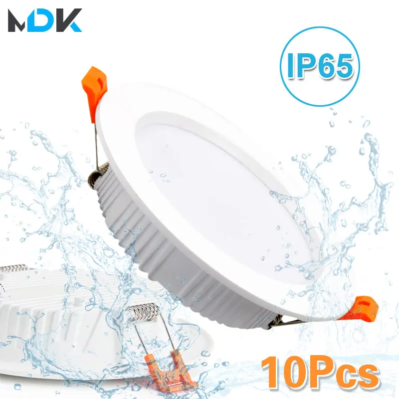 10 Pcs IP65 LED Waterproof Downlight Recessed AC220V 7W 9W 12W 15W DC12V Kitchen Bathroom Toilet Spot Light Ceiling Lamp