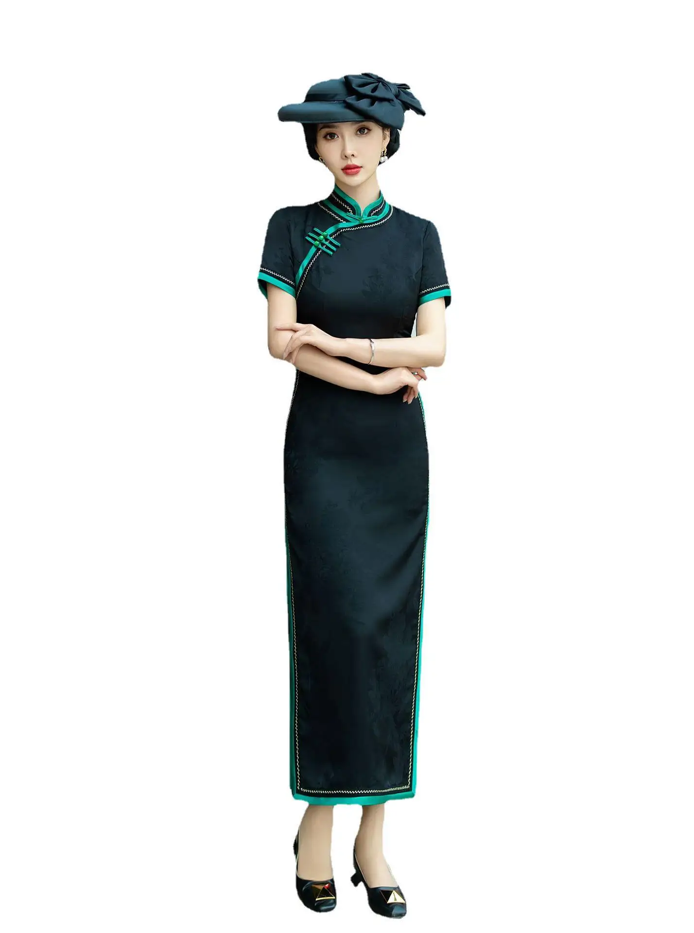 

Cheongsam Banquet Clothes New Chinese Evening Dress Hanfu Wedding Artistic Shanghai Party Young Catwalk Print