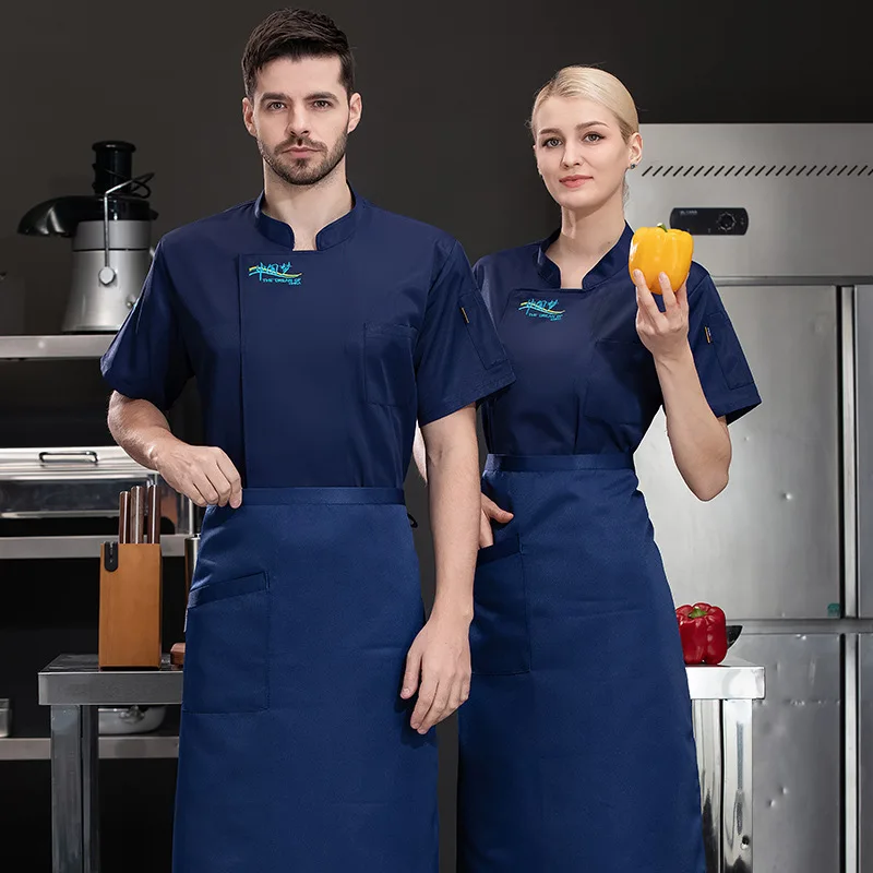 Hotel restaurante cozinha trabalho uniforme manga curta chef jaqueta padaria pastelaria chef verão branco casaco de cozinha