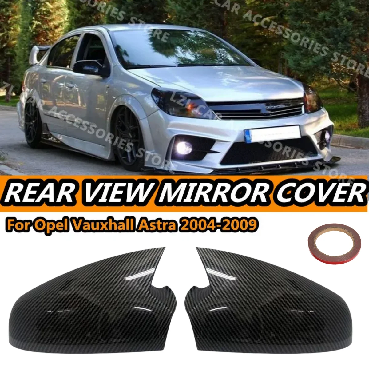 

Pair Side Mirror Cover For Vauxhall Opel Astra H MK5 Door 2004-2009 Glossy Black Rearview Mirror Cover Caps Car Accessories