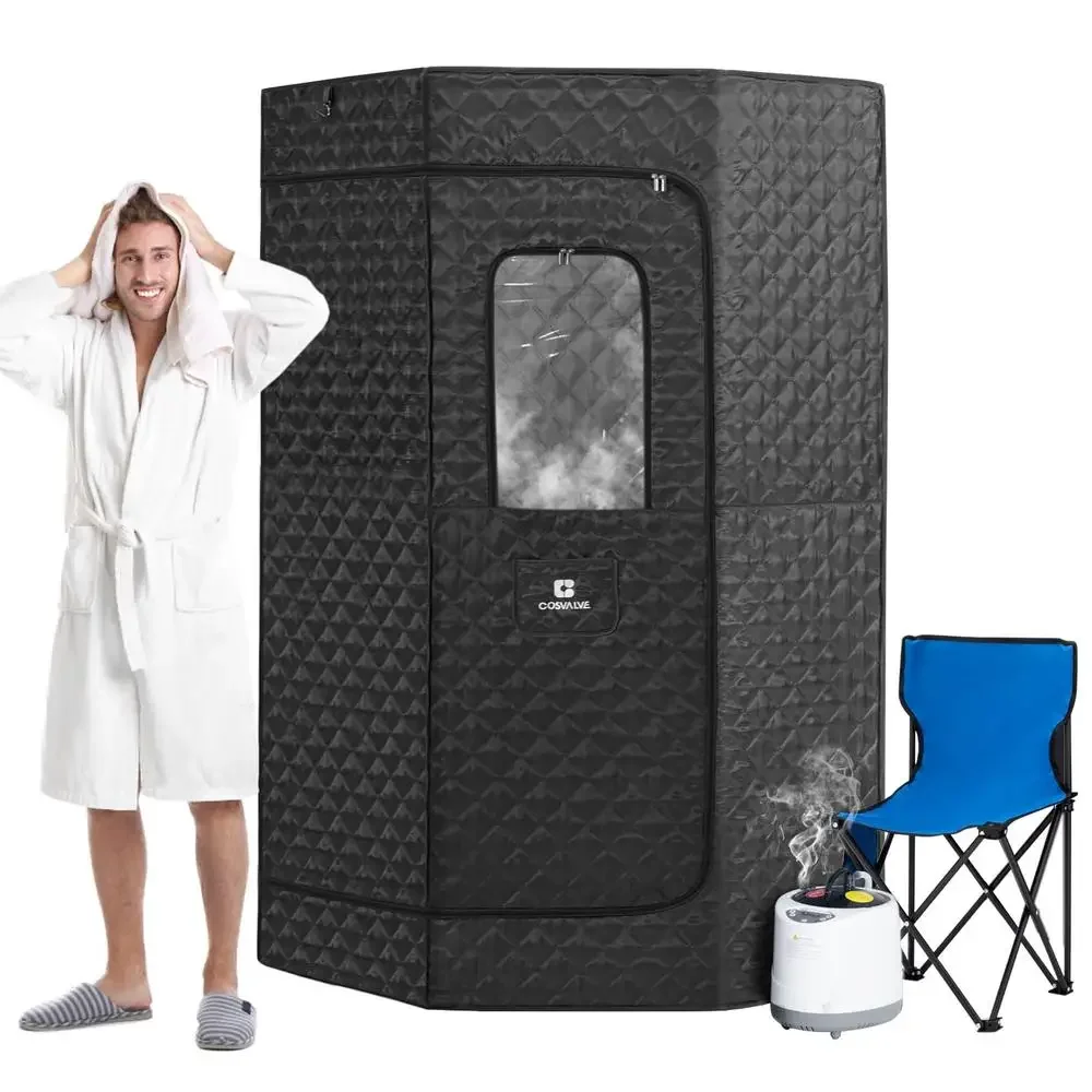 Portable Sauna Box Steam Room Relax at Home Spa 4L 1600W Stainless Steel Pentagon Personal Indoor Sauna Tent 16 Heating Levels