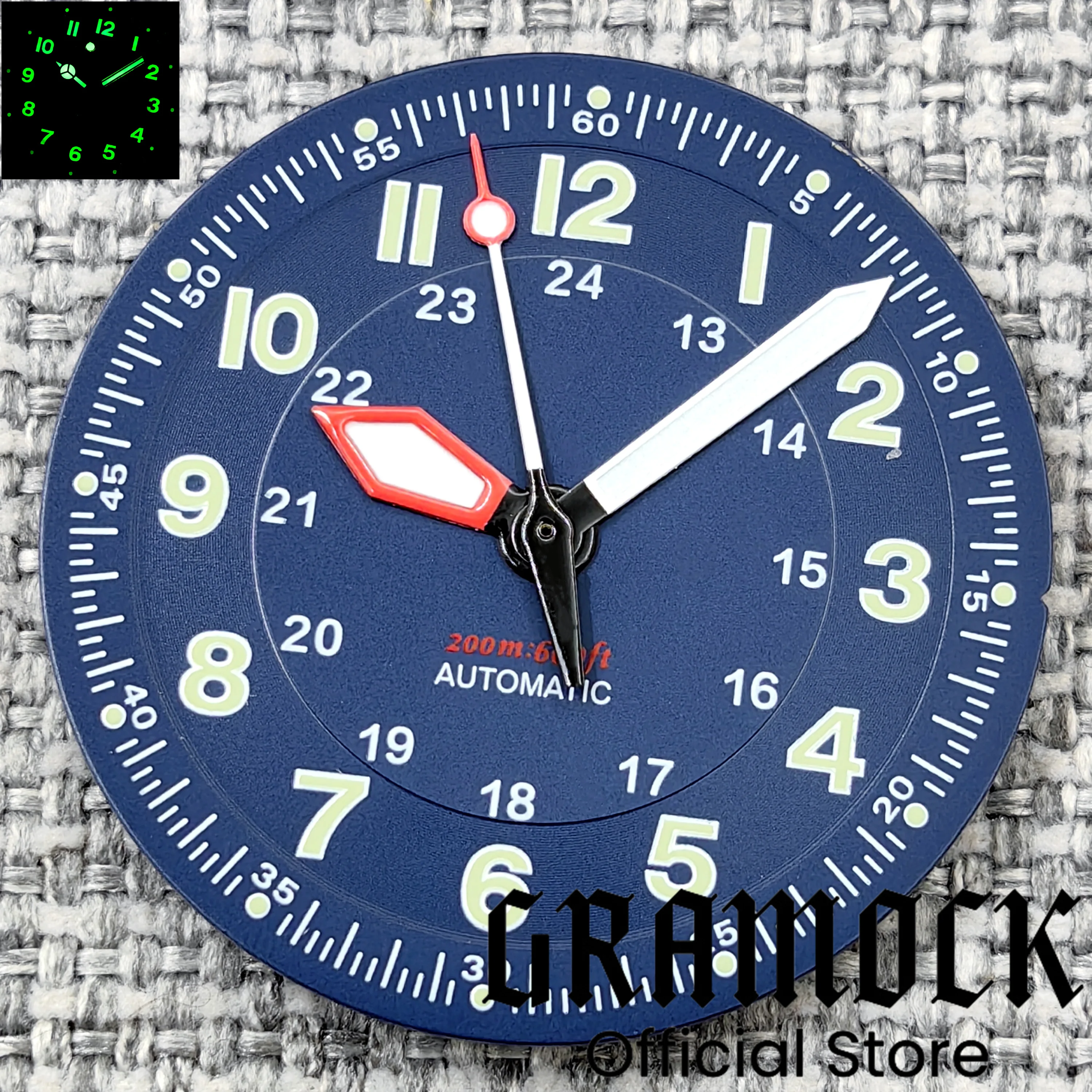 Gramock Classics Sterile 29mm Pilot White Watch Dial Part for NH35/36 ETA PT5000 Miyota Mingzhu DG ST2130 Movement Part Hand Set